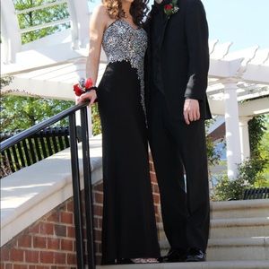 Strapless sequin prom dress